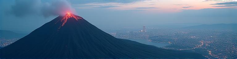 火山と東京の空撮イメージ